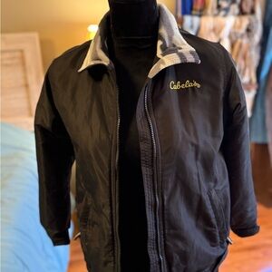 Cabela's Black Windbreaker with Patterned Collar